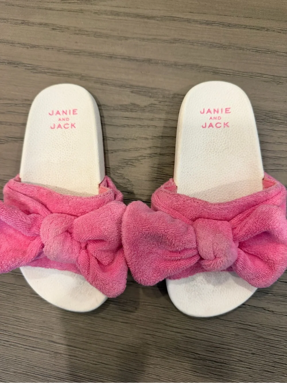 Janie and Jack Pink Plush Bow Slide Sandals